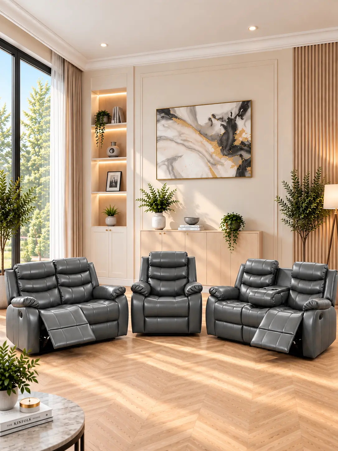 Roma leather manual recliner corner sofa
