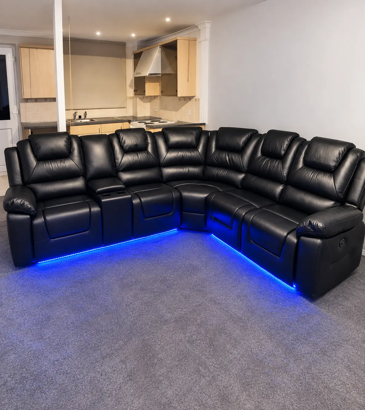 Oxford Leather Electric Recliner Corner Sofa - Image 6