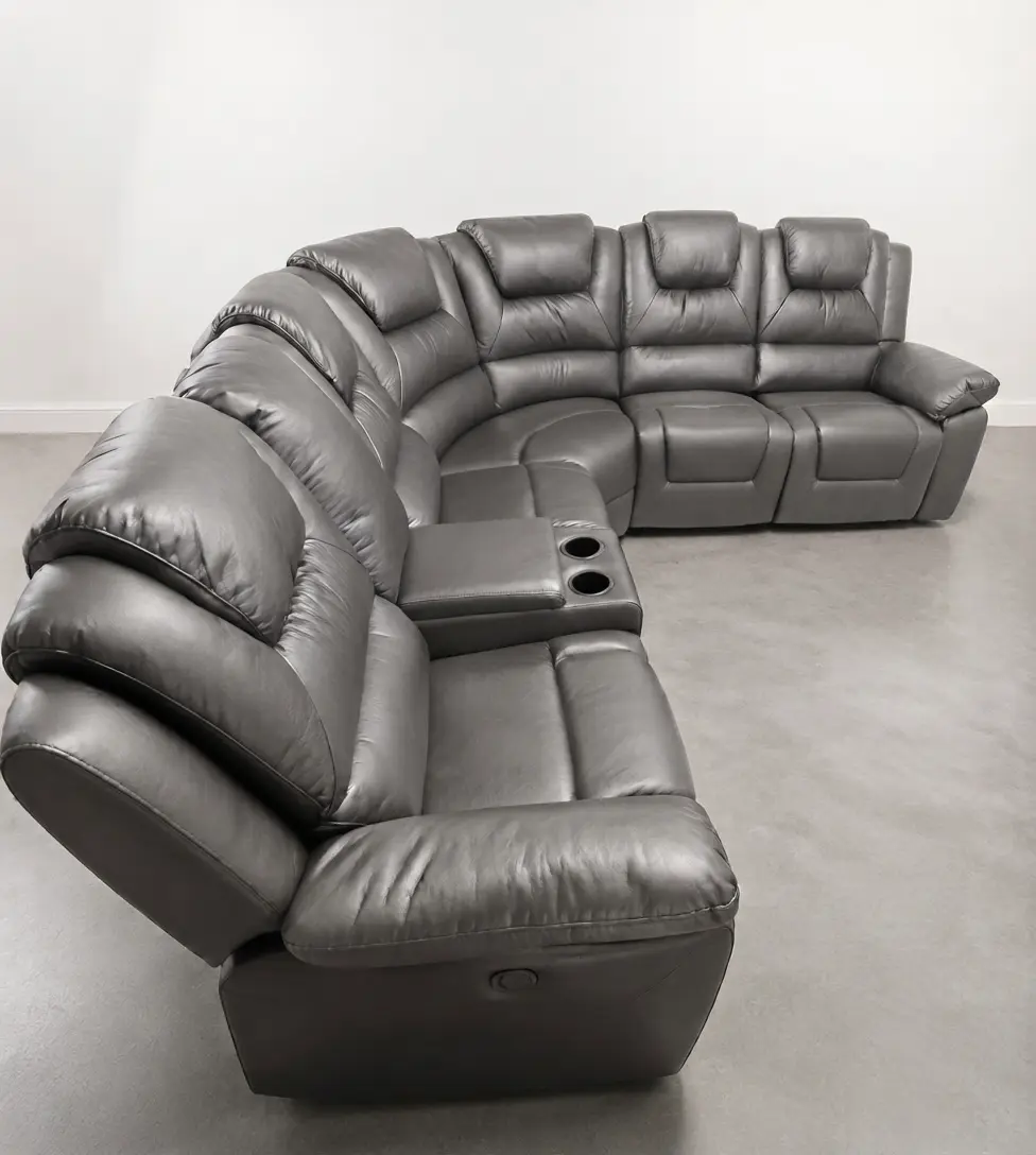 Oxford Leather Electric Recliner Corner Sofa - Image 8