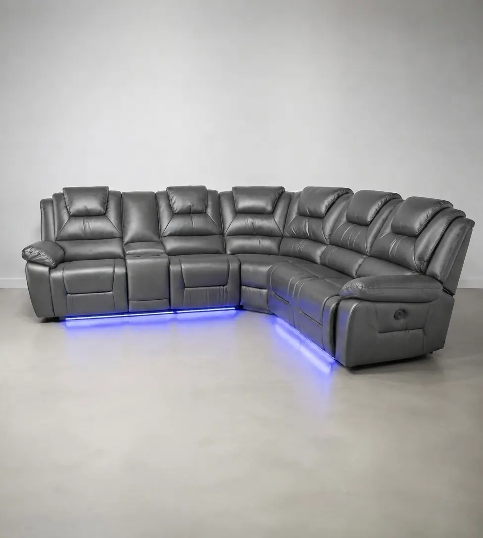 Oxford Leather Electric Recliner Corner Sofa - Image 9