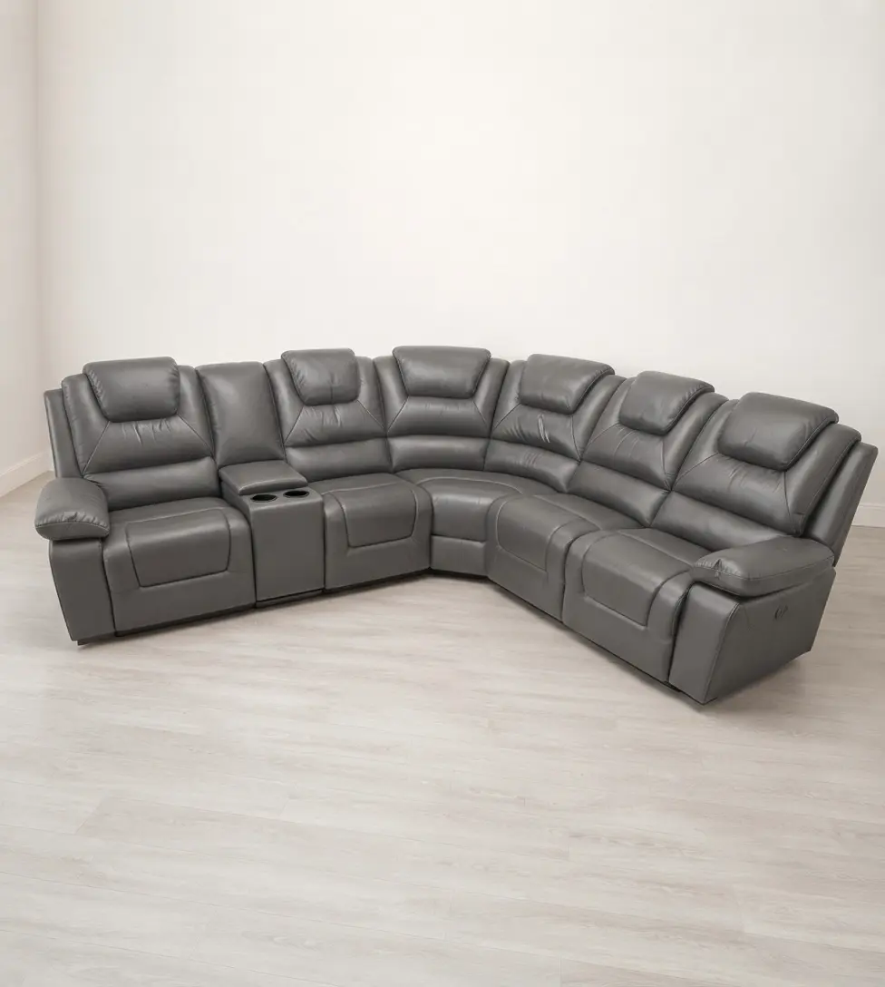 Oxford Leather Electric Recliner Corner Sofa - Image 10