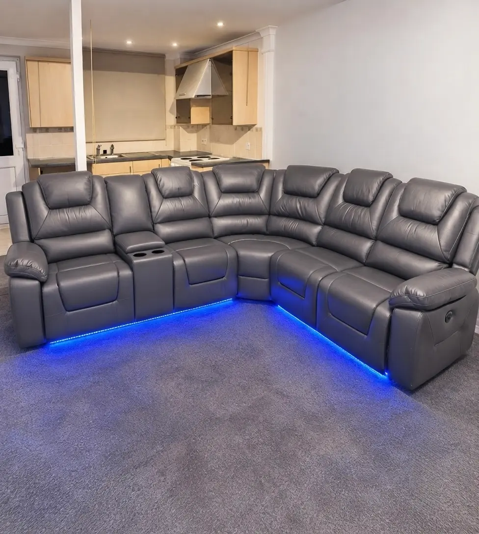 Oxford Leather Electric Recliner Corner Sofa - Image 11