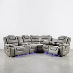 Oxford Leather Electric Recliner Corner Sofa
