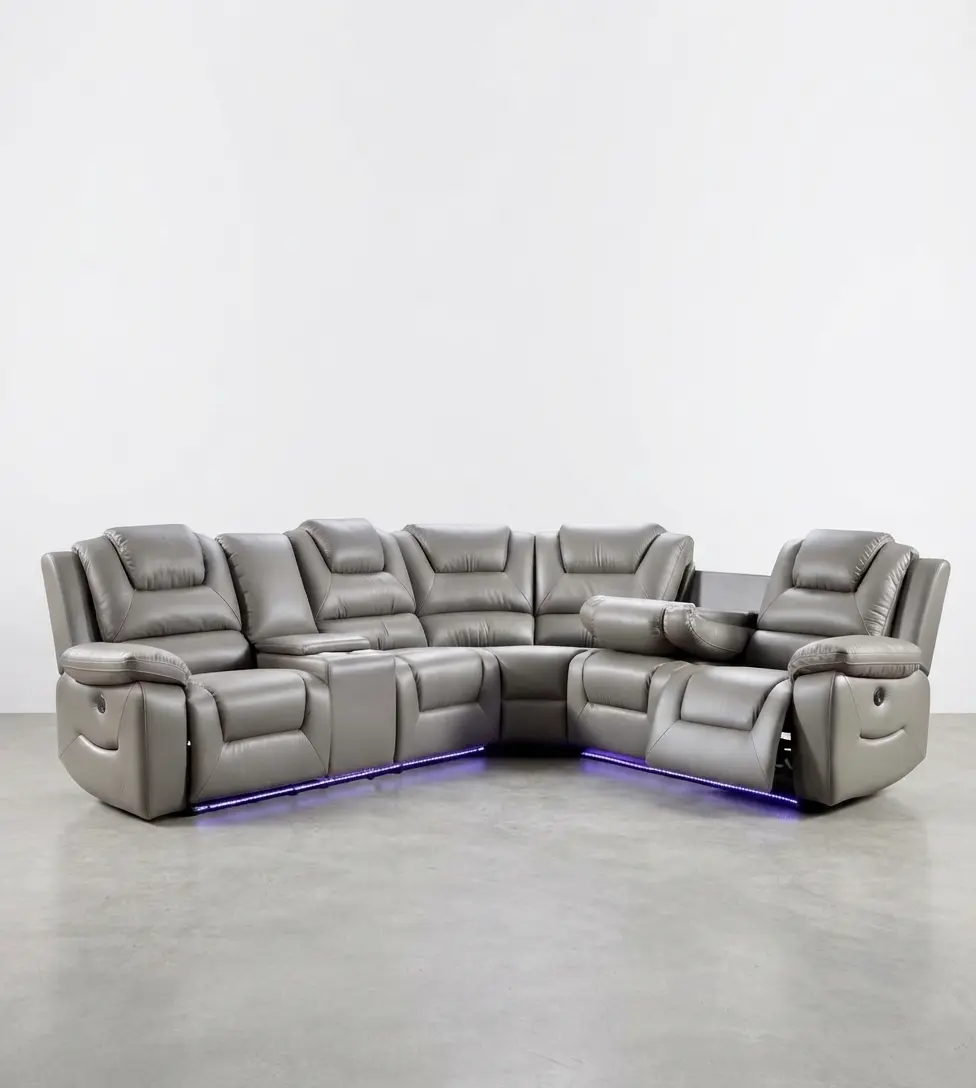 Oxford Leather Electric Recliner Corner Sofa