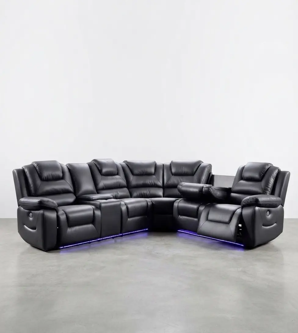 Oxford Leather Electric Recliner Corner Sofa - Image 2