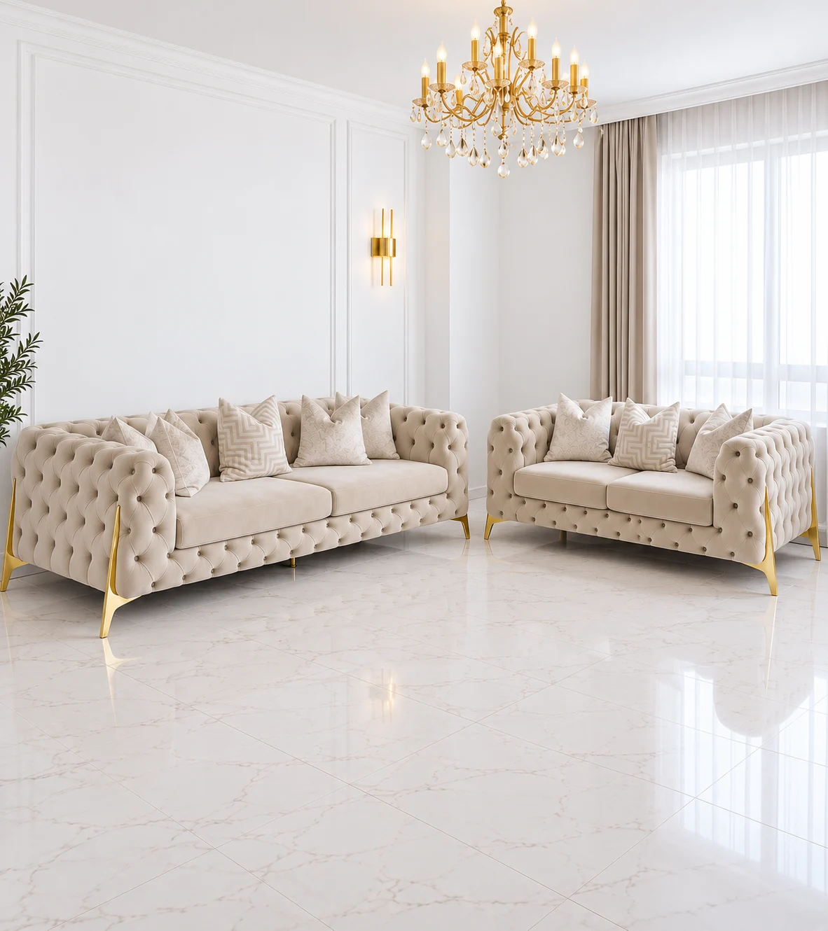 Chesterfield 3+2 Sofa Set - Image 2